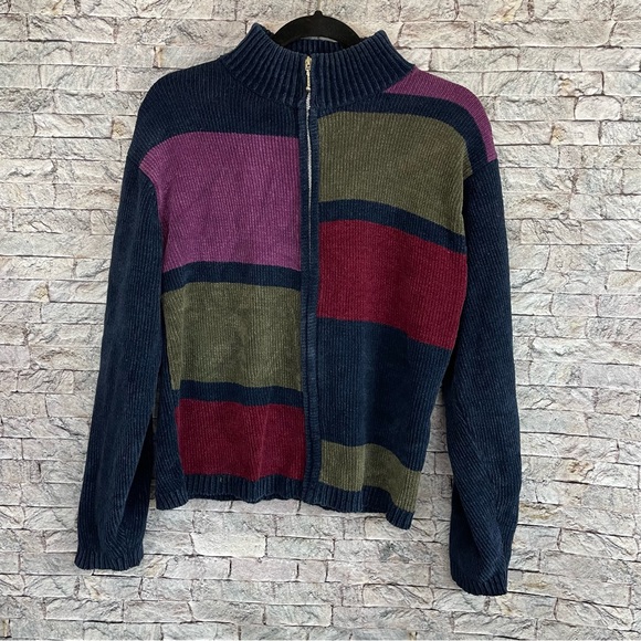 DressBarn Vintage Color Block Zip up sweater - Picture 6 of 6